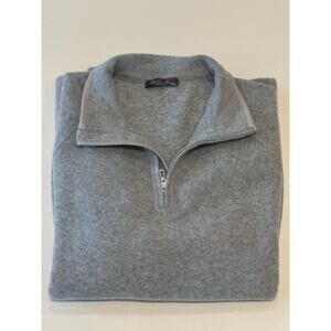 Loro Piana Men's Fleece Style Half Zip Sweater Heather Gray Size 58 IT/XXXL US
